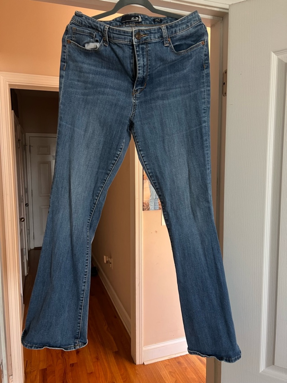 Seven7 Women's Blue Flare Jeans